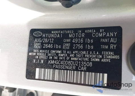 2013 Hyundai Genesis 3.8 из США, поврежденный, VIN KMHGC4DD8DU213508